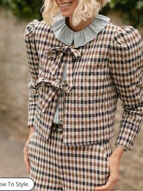 ANTONIO MELANI x JENNIFER SUMKO Isabella Checked Tie Front Jacket NWT $159